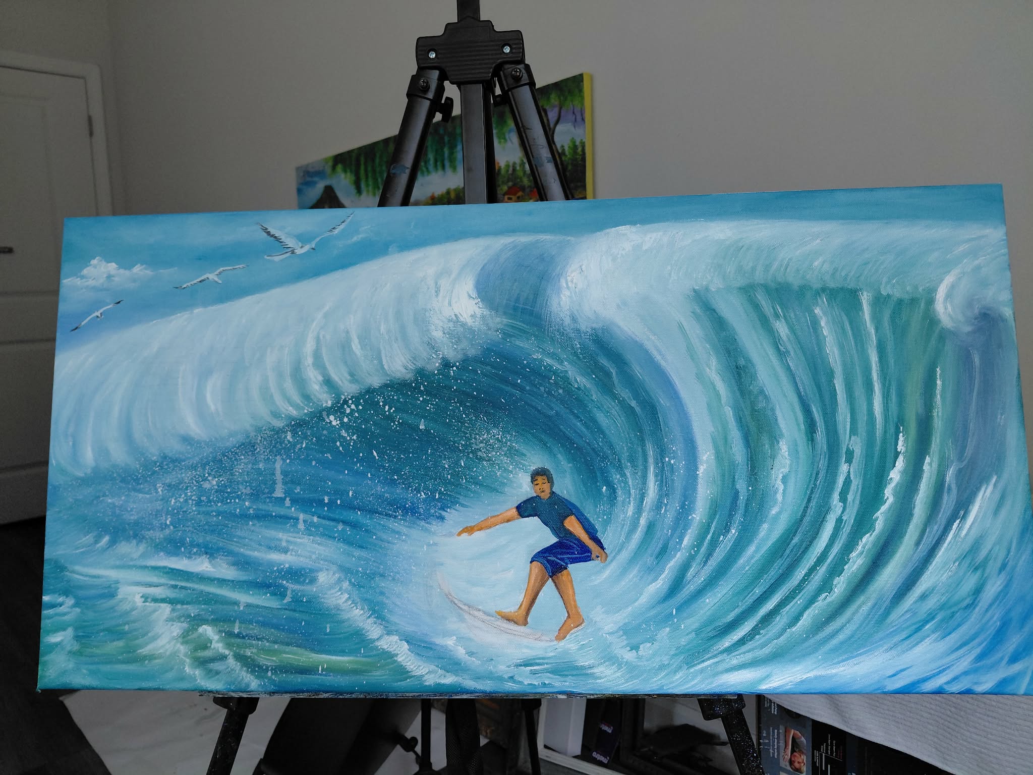 Surfer inside a wave
