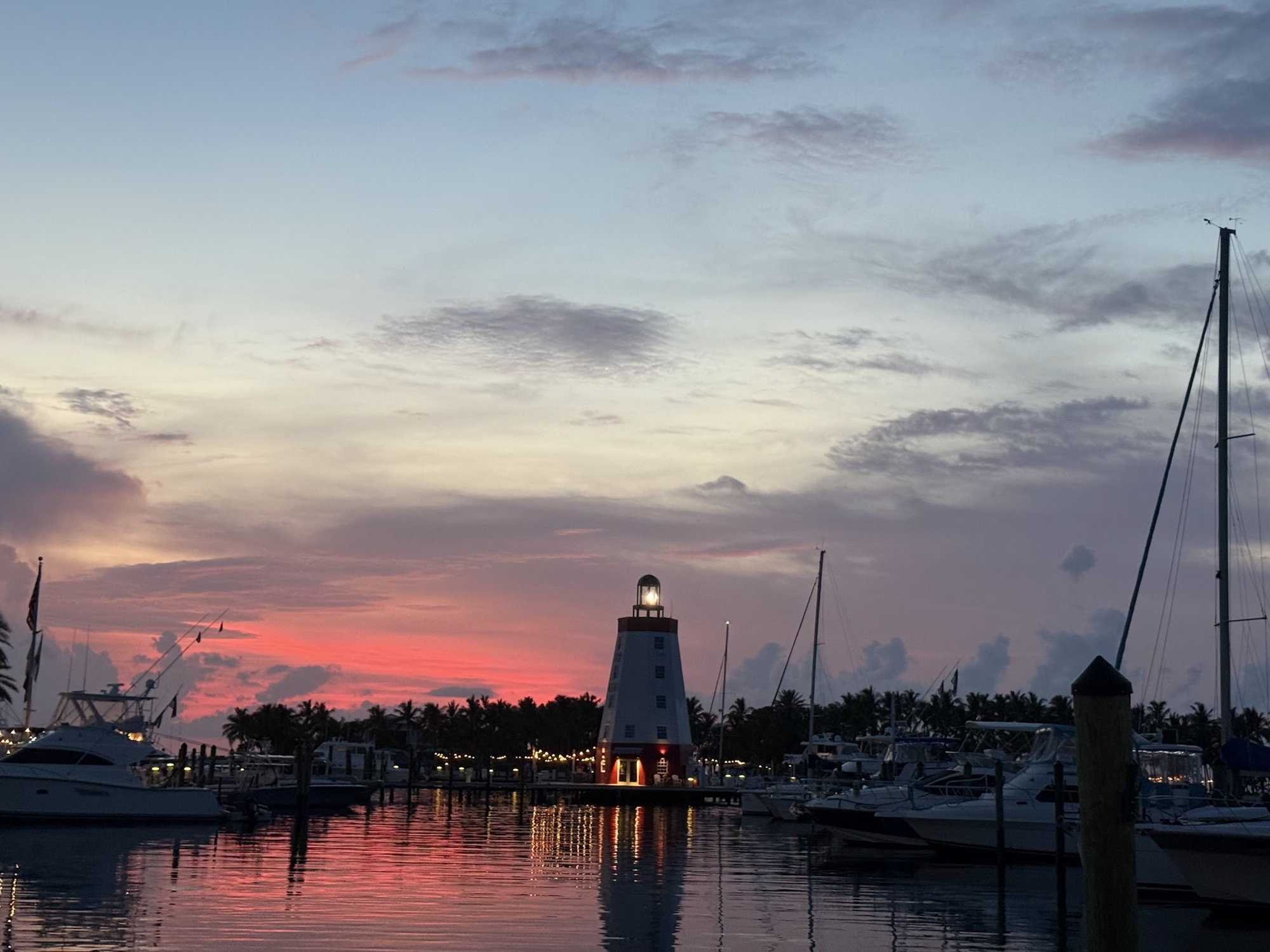 Faro Blanco lighthouse at dusk, Marathon, Florida Keys