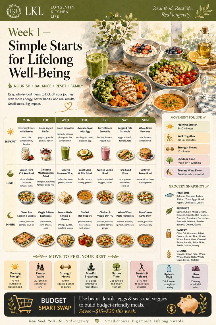Week 1 meal plan — Simple Starts for Lifelong Well-Being