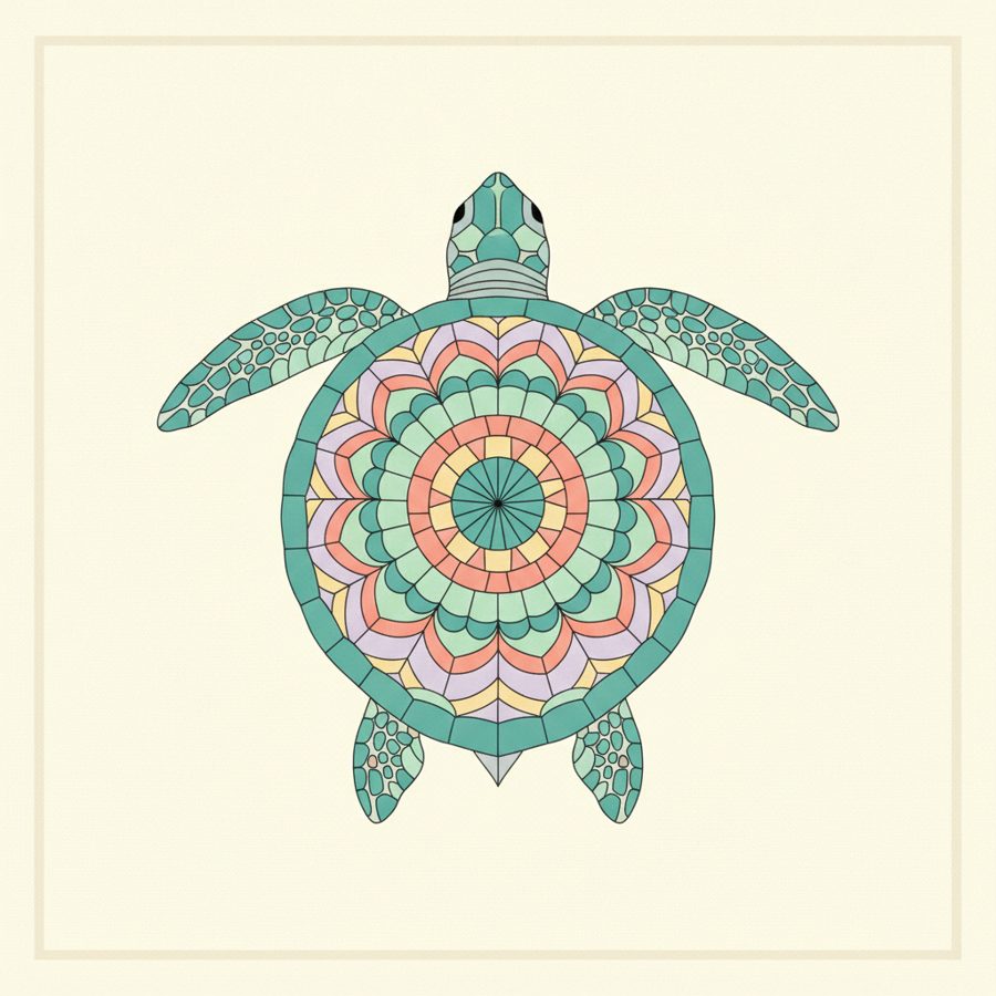 Stained Glass Ocean sea turtle art print