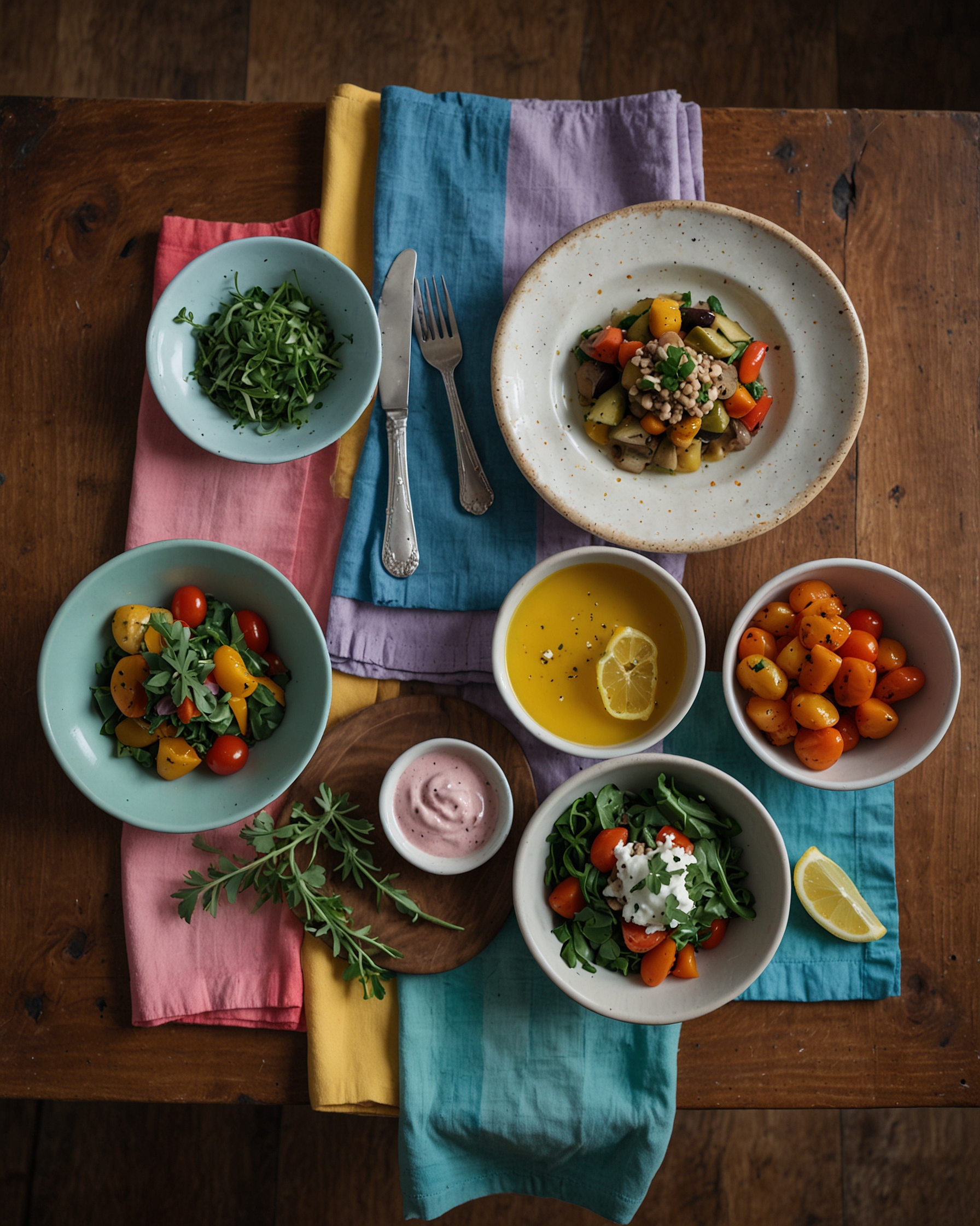 A family dinner of fresh, colorful food